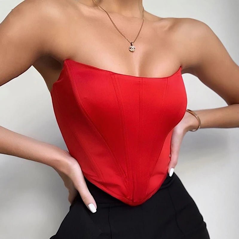 Bustier Donna Senza Spalline – Top Corsetto Sexy Backless Tinta Unita - Veyla