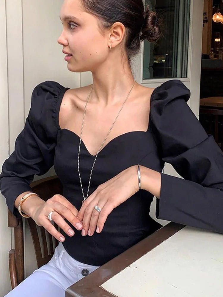 Camicetta Donna Vintage Scollo V Manica a Sbuffo - Veyla