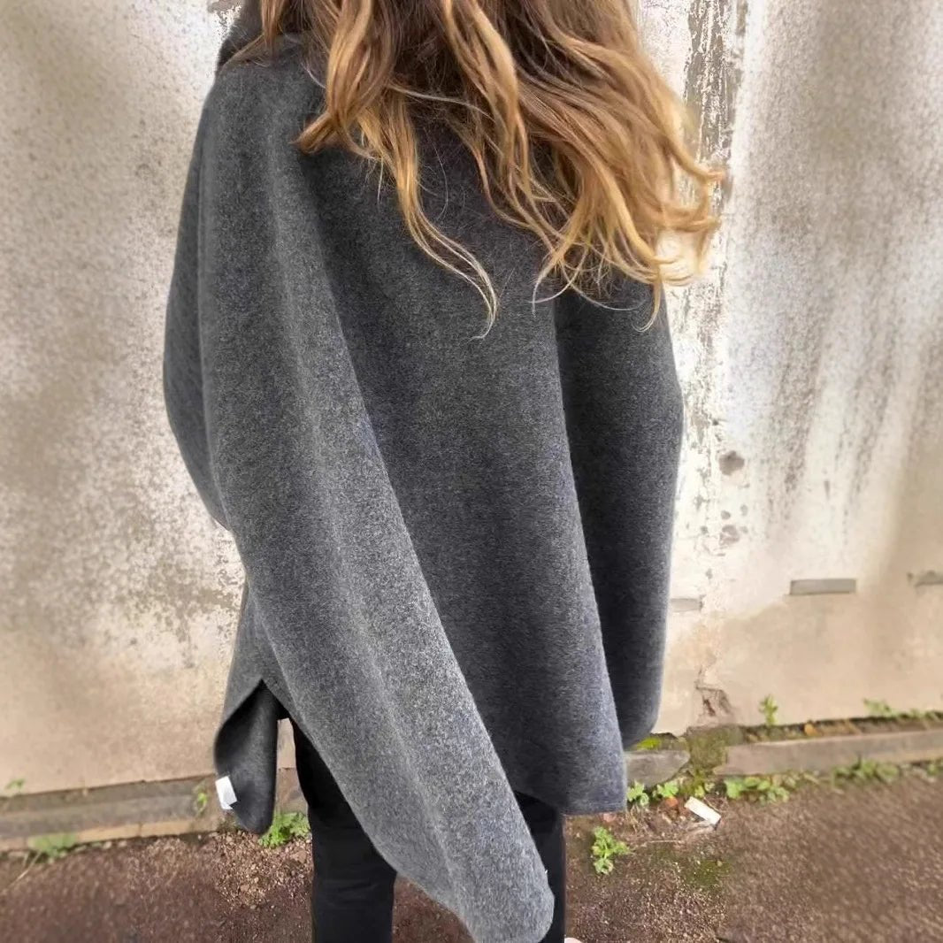 Cappotto Donna con Collo in Pelliccia – Cape Midi Autunno Inverno - Veyla