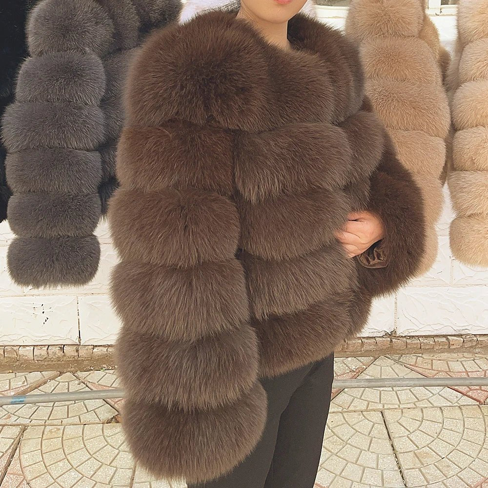 Cappotto Donna in Pelliccia di Volpe Reale – Lusso Invernale Marrone 2025 - Veyla