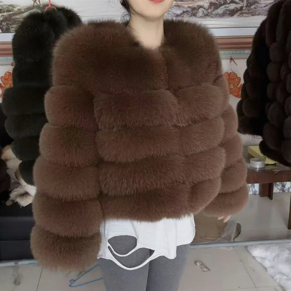 Cappotto Donna in Pelliccia di Volpe Reale – Lusso Invernale Marrone 2025 - Veyla