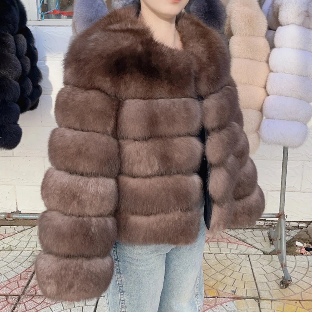 Cappotto Donna in Pelliccia di Volpe Reale – Lusso Invernale Marrone 2025 - Veyla