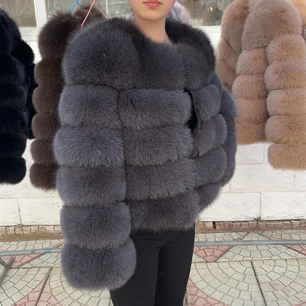 Cappotto Donna in Pelliccia di Volpe Reale – Lusso Invernale Marrone 2025 - Veyla