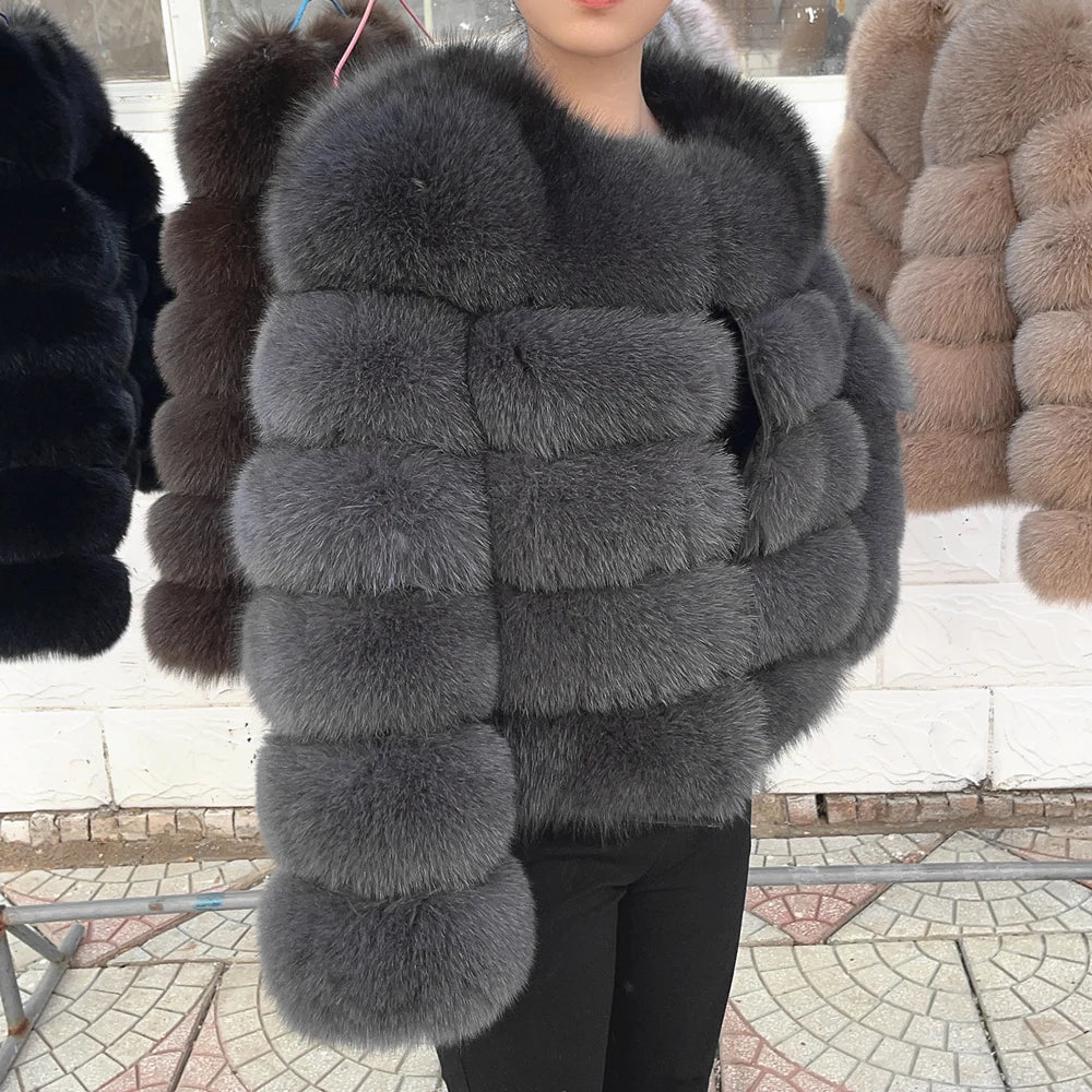 Cappotto Donna in Pelliccia di Volpe Reale – Lusso Invernale Marrone 2025 - Veyla