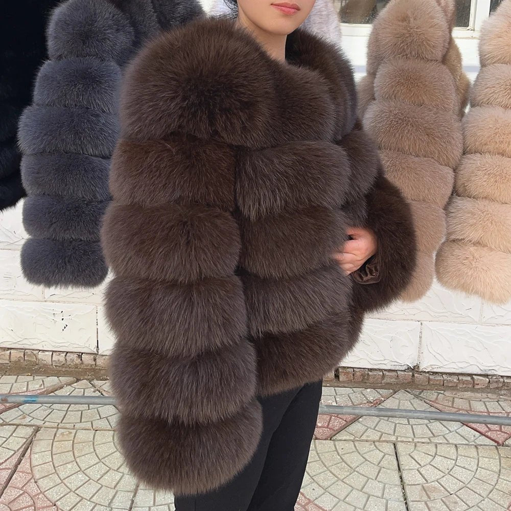 Cappotto Donna in Pelliccia di Volpe Reale – Lusso Invernale Marrone 2025 - Veyla