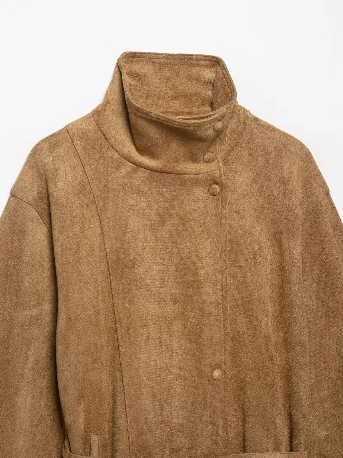 Cappotto Donna Vintage con Cintura in Finta Pelle Scamosciata - Veyla