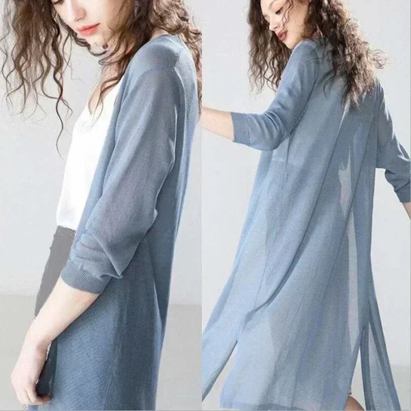 Cardigan Donna Protezione UV – Maxi Cardigan Estivo in Maglia con Scialle - Veyla