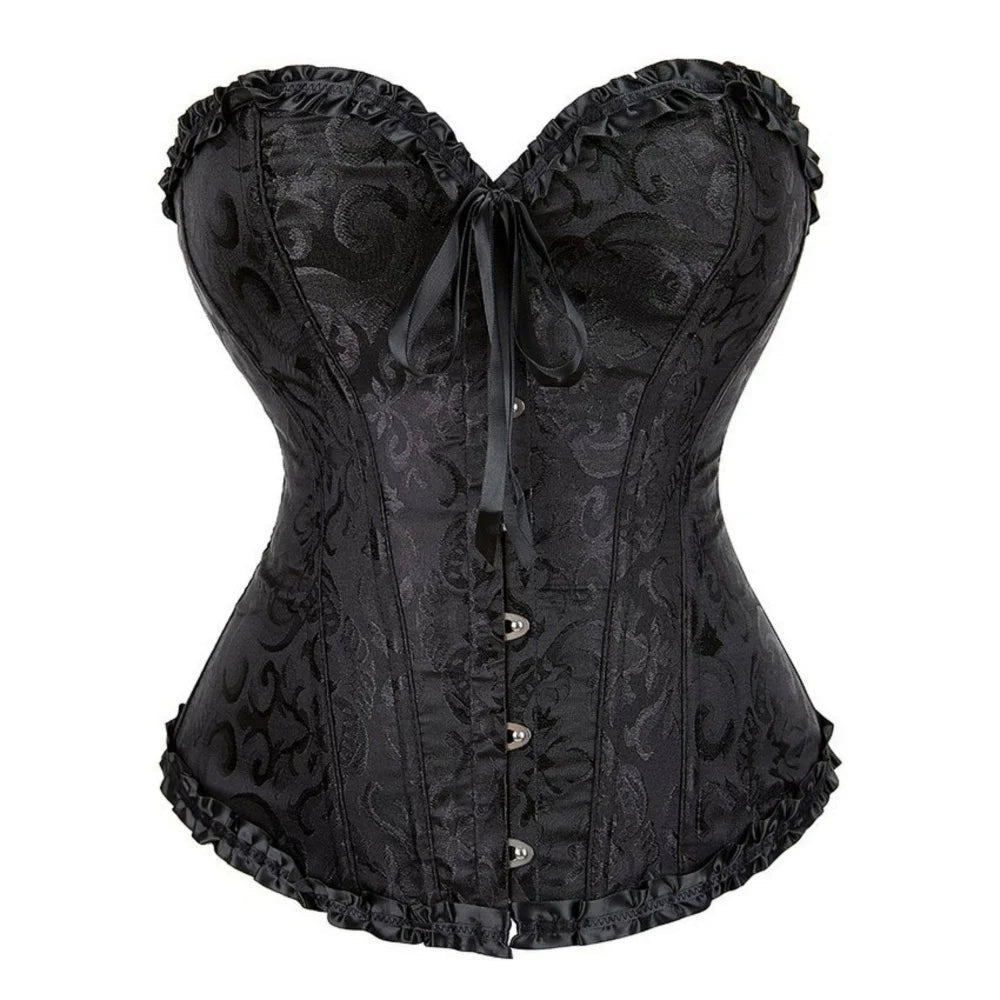 Corsetto Donna Bustier in Pizzo Floreale – Overbust con Stecche Body Shaper Lingerie - Veyla