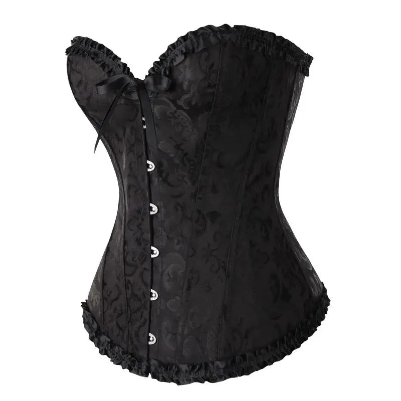 Corsetto Donna Bustier in Pizzo Floreale – Overbust con Stecche Body Shaper Lingerie - Veyla