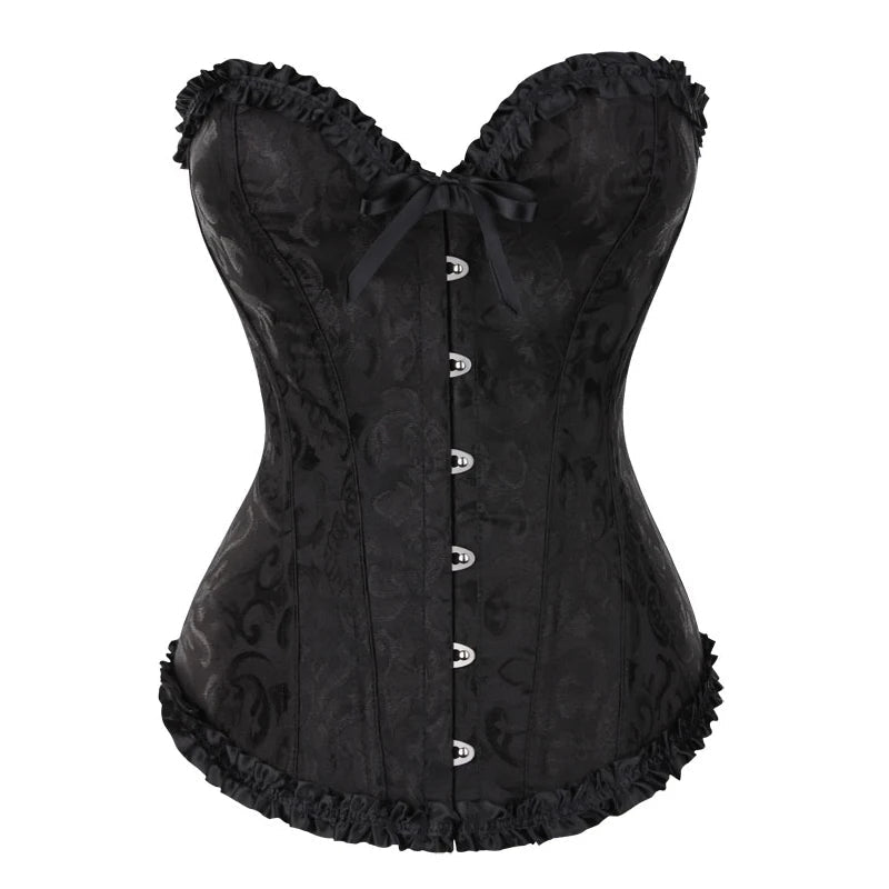 Corsetto Donna Bustier in Pizzo Floreale – Overbust con Stecche Body Shaper Lingerie - Veyla