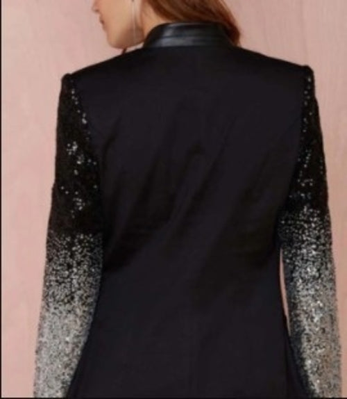 Blazer Donna con Maniche Paillettes – Giacca Elegante Glitter Party Sera Natale 2026