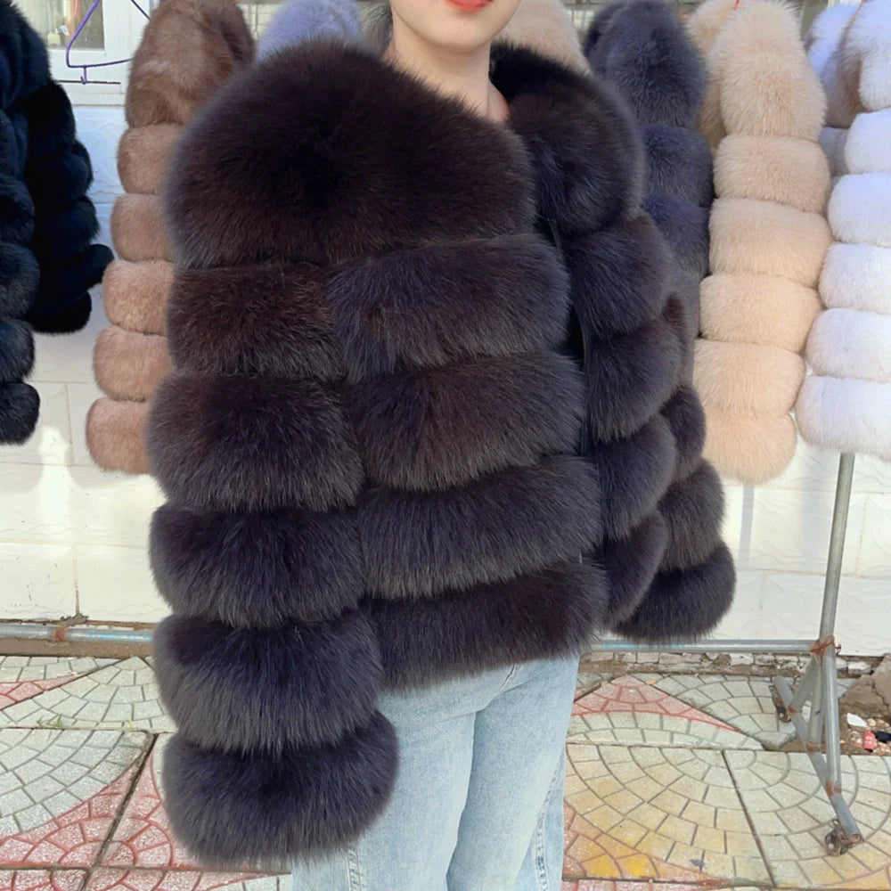 Cappotto Donna in Pelliccia di Volpe Reale – Lusso Invernale Marrone 2025
