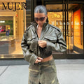 Giacca Crop in Ecopelle Donna – Bomber con Cerniera Mezza Stagione - Veyla