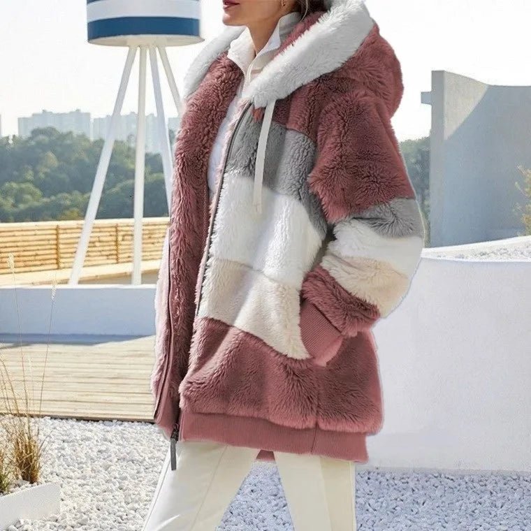 Giacca Donna Oversize Invernale – Cappotto con Cappuccio in Peluche Streetwear - Veyla