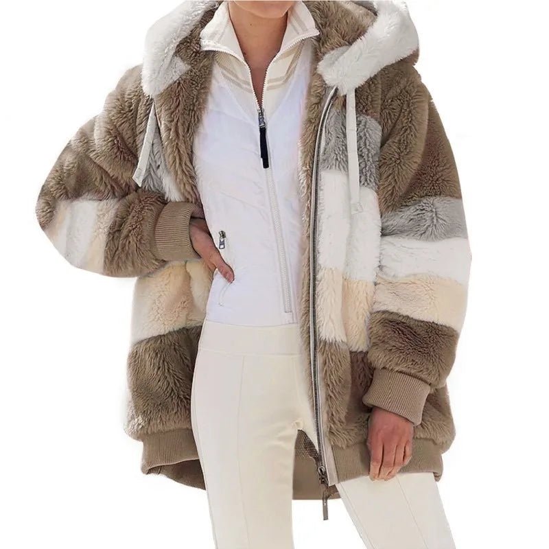 Giacca Donna Oversize Invernale – Cappotto con Cappuccio in Peluche Streetwear - Veyla