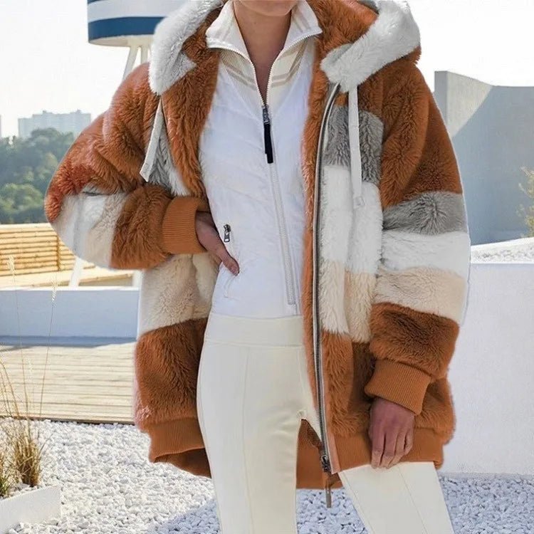 Giacca Donna Oversize Invernale – Cappotto con Cappuccio in Peluche Streetwear - Veyla