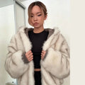 Giacca in Pelliccia Sintetica Reversibile – Cappotto Donna Invernale con Cappuccio - Veyla