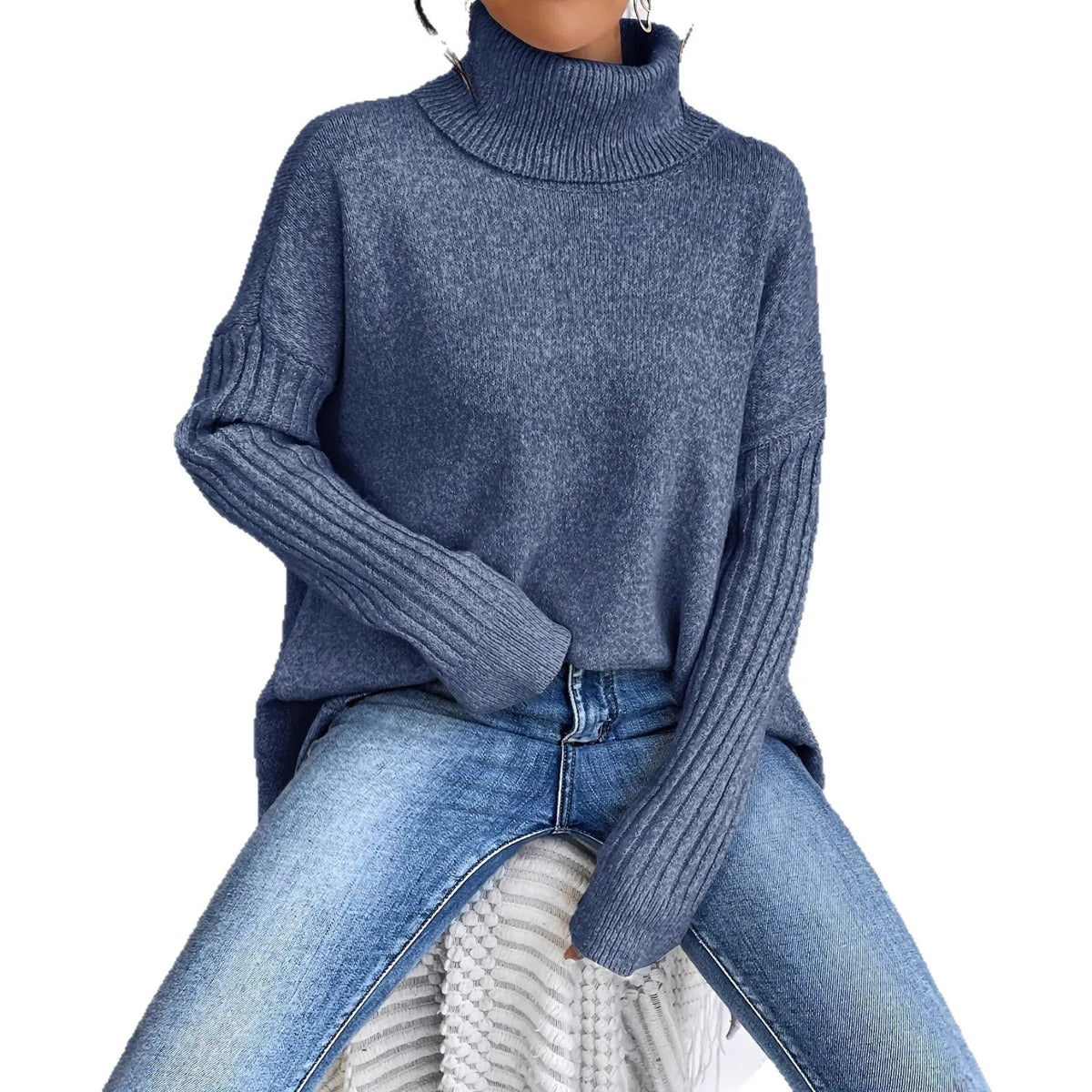 Maglione Donna Oversize Irregolare – Pullover Caldo Versatile Autunno Inverno Outdoor - Veyla