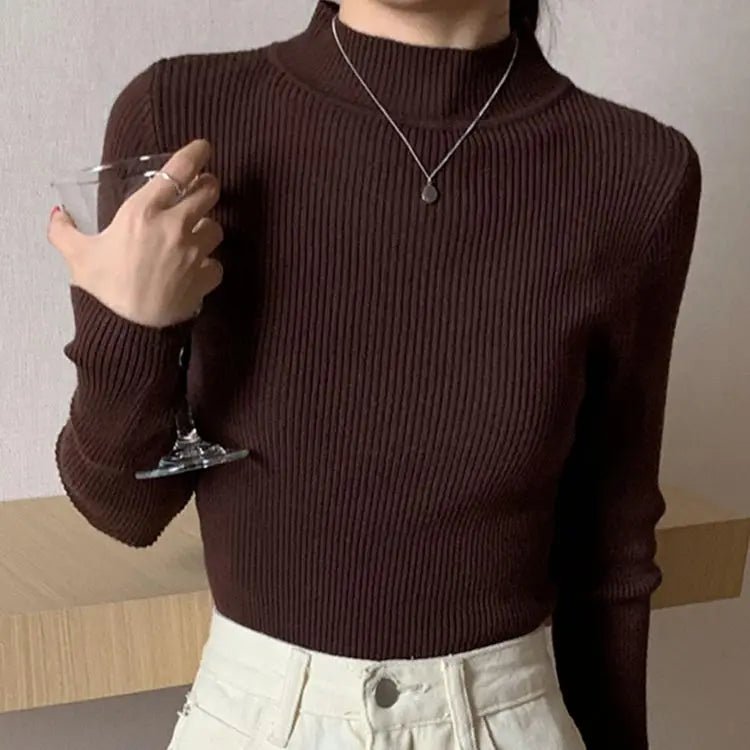Maglione Lupetto Donna Slim Vintage – Pullover Coreano - Veyla
