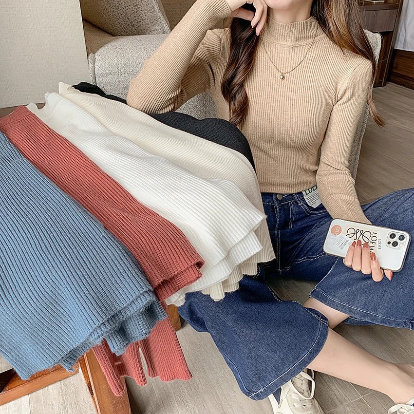 Maglione Lupetto Donna Slim Vintage – Pullover Coreano - Veyla