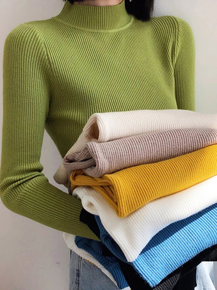Maglione Lupetto Donna Slim Vintage – Pullover Coreano - Veyla