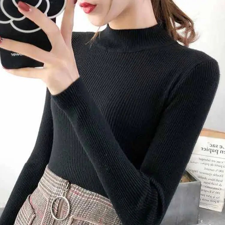 Maglione Lupetto Donna Slim Vintage – Pullover Coreano - Veyla