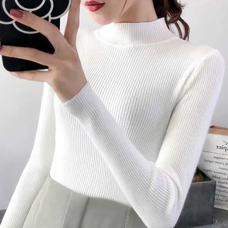 Maglione Lupetto Donna Slim Vintage – Pullover Coreano - Veyla