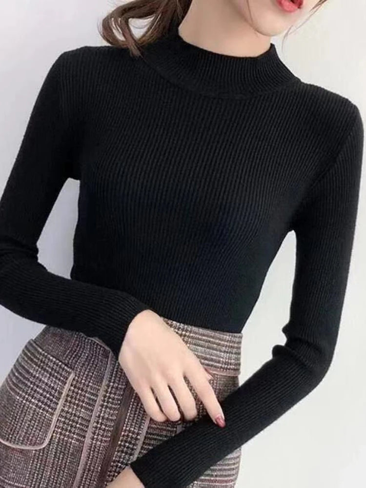 Maglione Lupetto Donna Slim Vintage – Pullover Coreano - Veyla