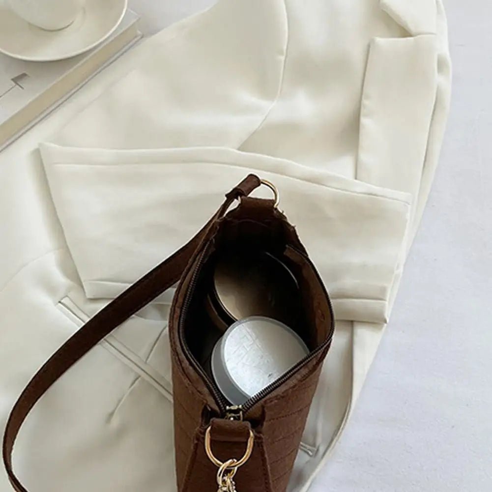 Mini Borsa Baguette in Flanella a Tracolla – Stile Urbano - Veyla