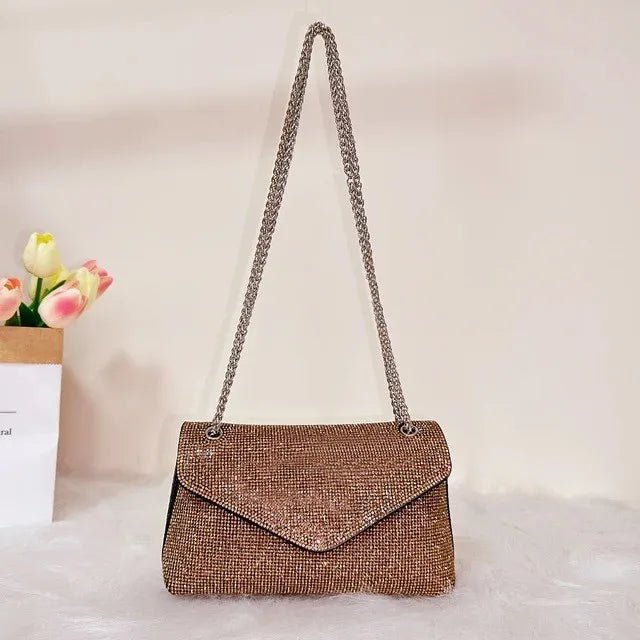 Mini Pochette da Sera con Strass e Catena Argento - Veyla