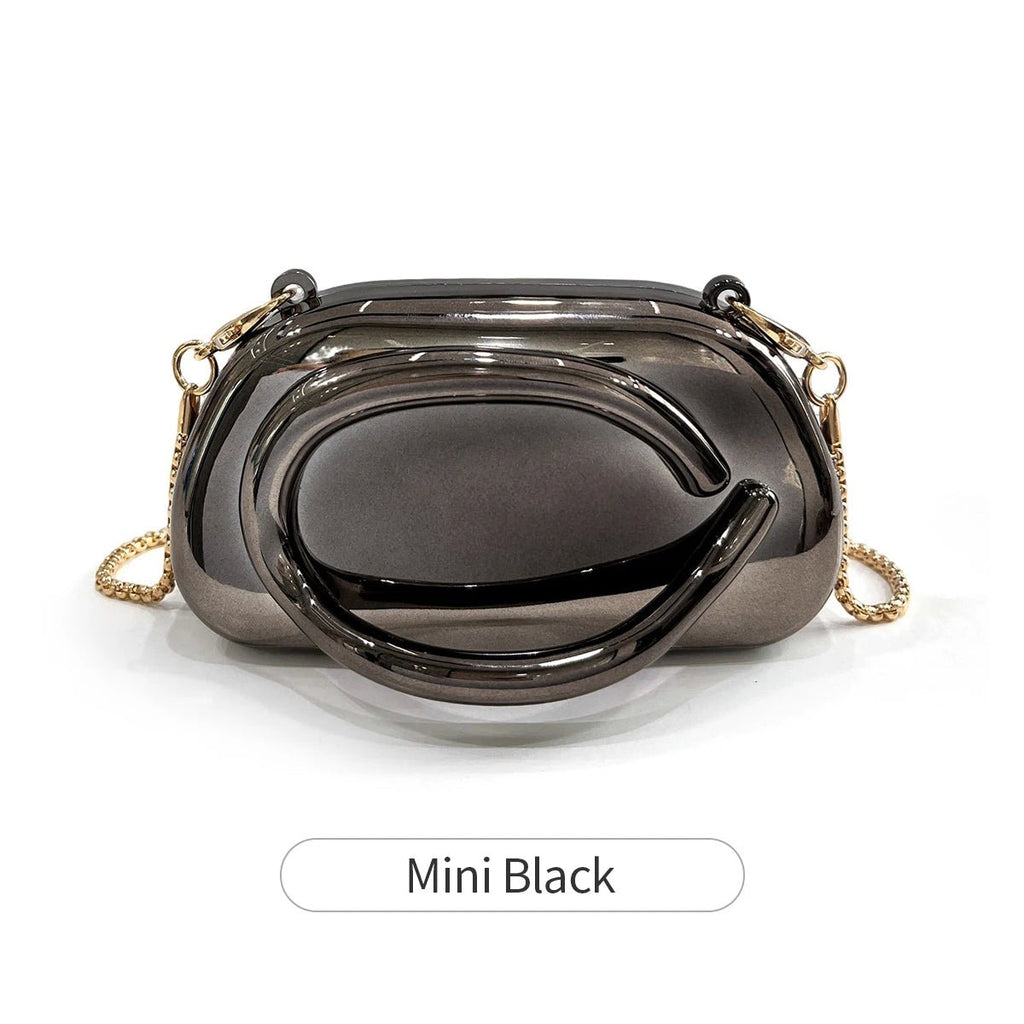 Mini Pochette Minaudière in Acrilico con Catena Dorata – Da Sera - Veyla