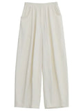 Pantaloni Donna Bianchi Wide Leg Plissé – A Vita Alta Casual Elegante - Veyla