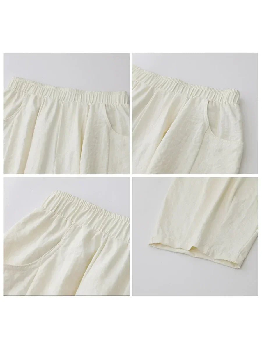 Pantaloni Donna Bianchi Wide Leg Plissé – A Vita Alta Casual Elegante - Veyla