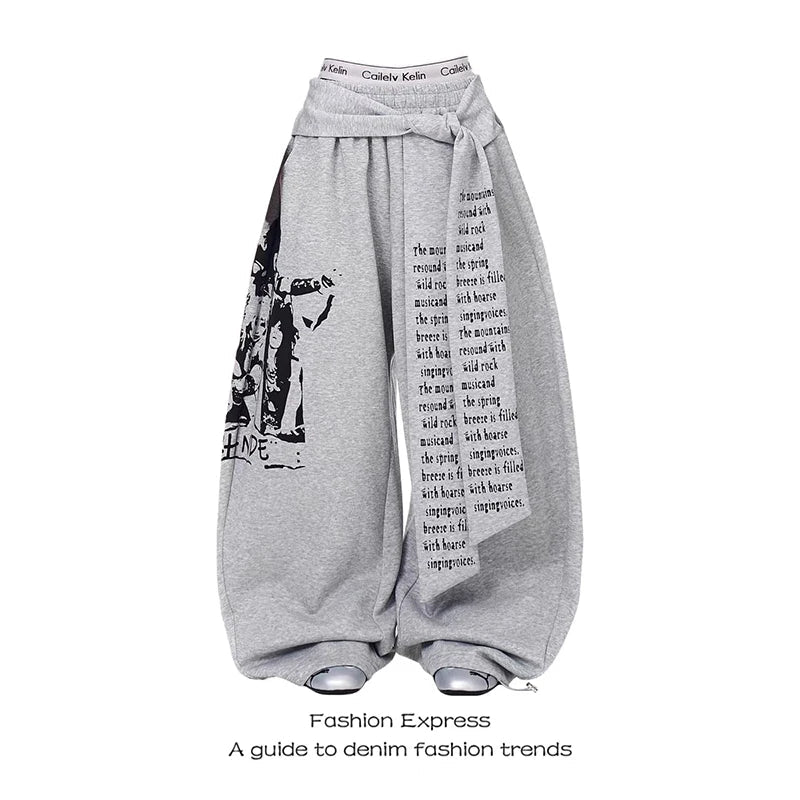Pantaloni Donna Gothic Harajuku – Tuta Oversize con Stampa Lettering Y2k - Veyla