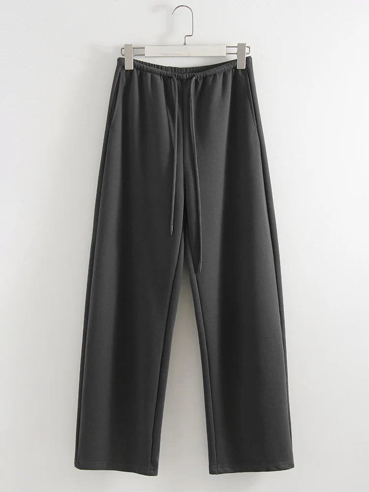 Pantaloni Jogger Donna Bordeaux – Gamba Dritta Wide Leg Sportivi Casual Cotone - Veyla
