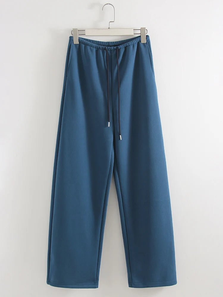 Pantaloni Jogger Donna Bordeaux – Gamba Dritta Wide Leg Sportivi Casual Cotone - Veyla