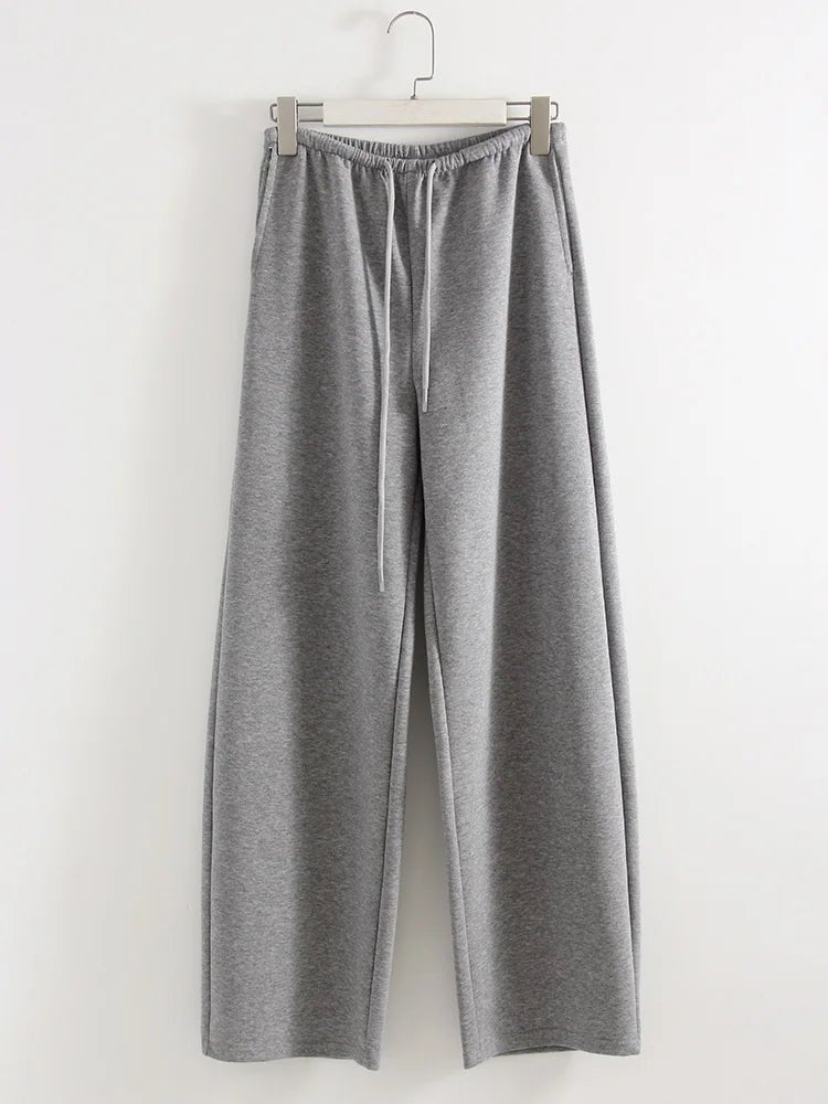 Pantaloni Jogger Donna Bordeaux – Gamba Dritta Wide Leg Sportivi Casual Cotone - Veyla
