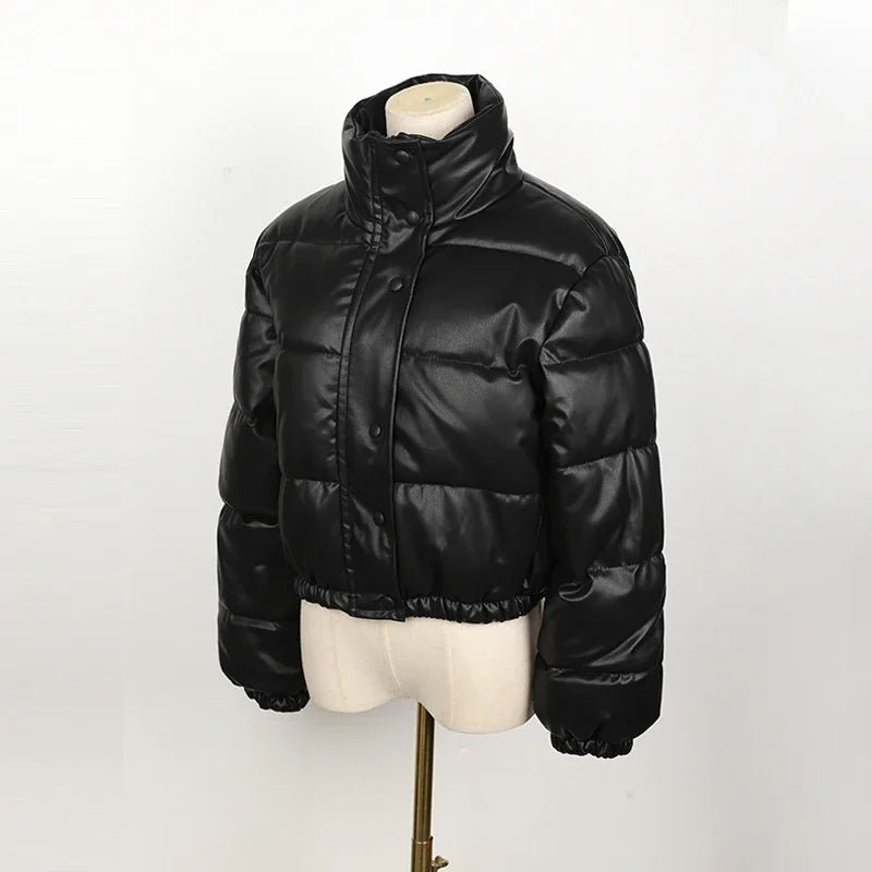 Parka Invernale Donna in Ecopelle Nera – Giacca Calda - Veyla