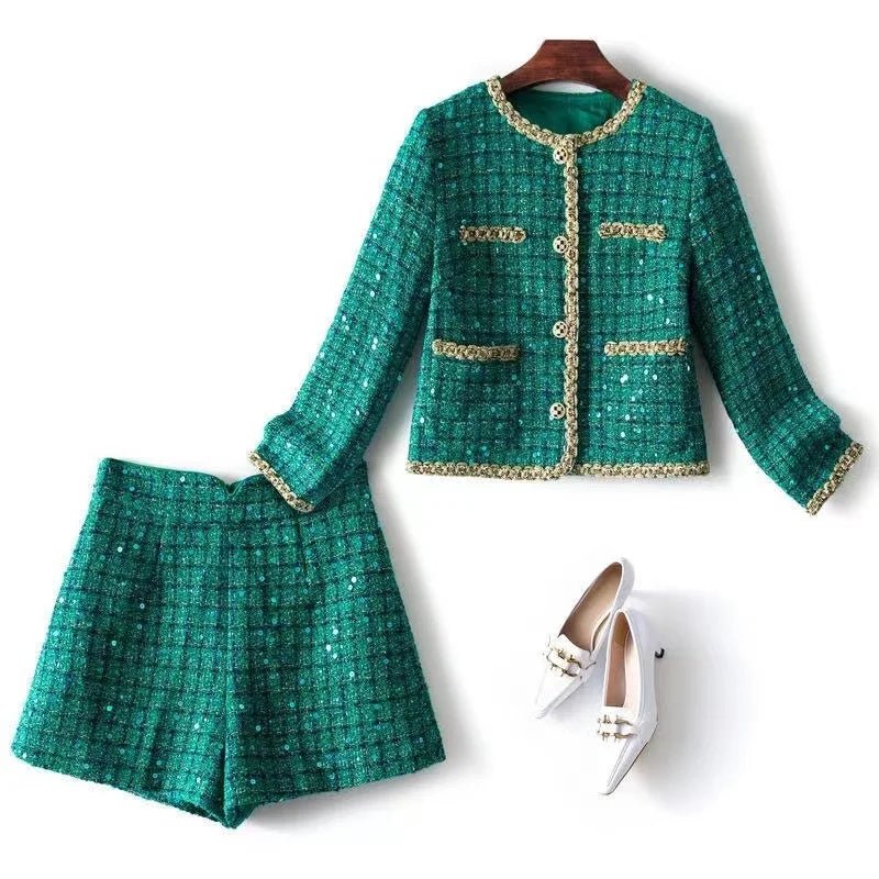 Set 2 Pezzi Vintage in Tweed Jacquard – Giacca e Minigonna Invernale - Veyla