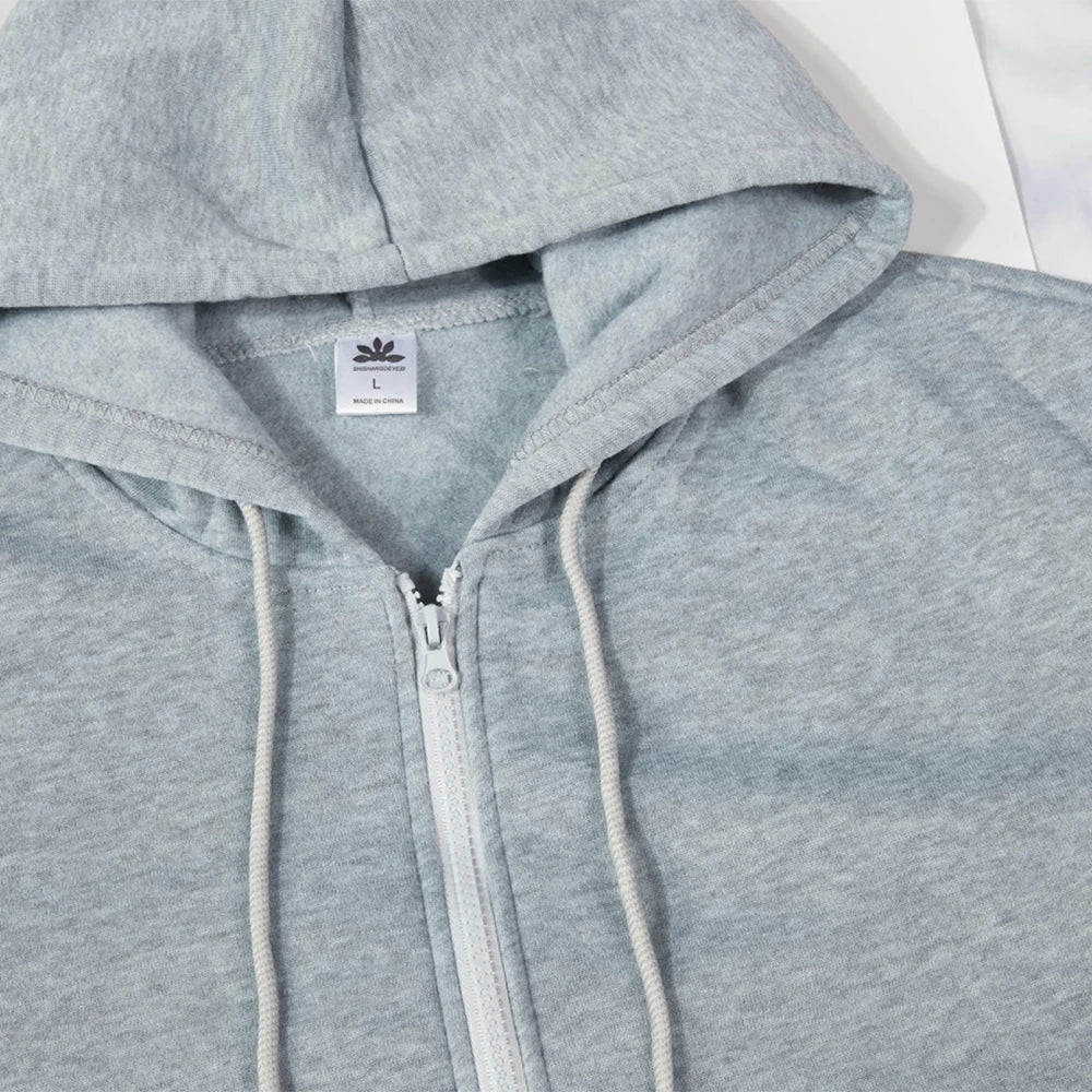 Set Donna Due Pezzi Hoodie con Zip – Felpa New York USA e Pantaloni Oversize Fleece - Veyla