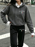 Set Donna Due Pezzi Hoodie con Zip – Stampa Lake Como Italy Fleece Oversize Invernale - Veyla