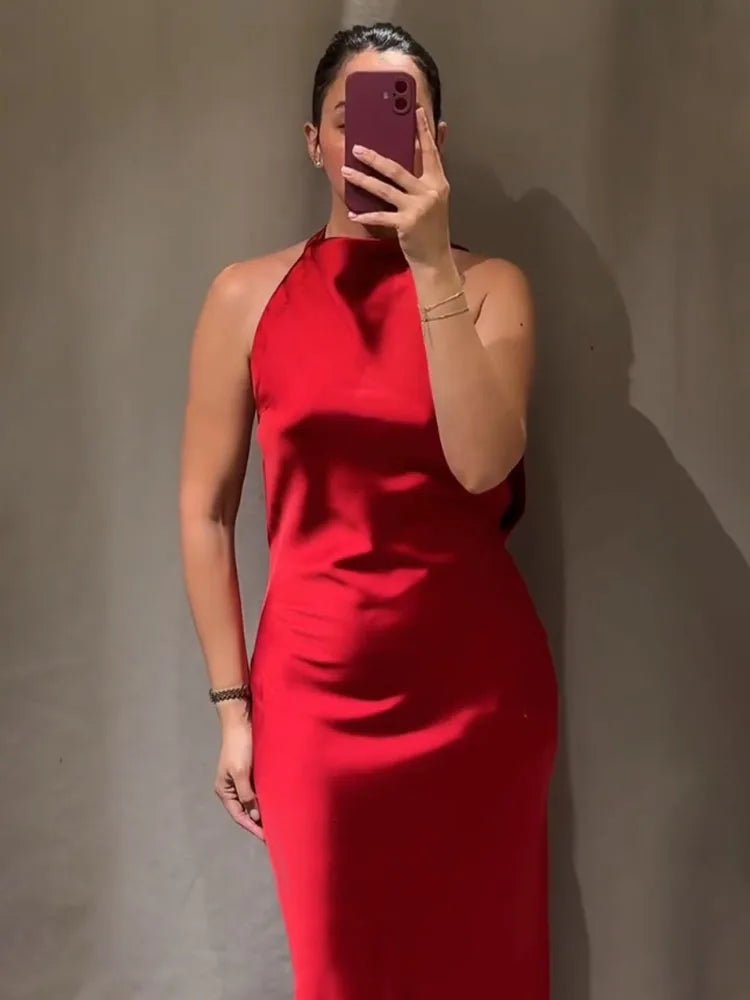 Veyla – Abito da Sera Lungo Senza Schienale in Raso – Elegante per Cerimonie - Veyla