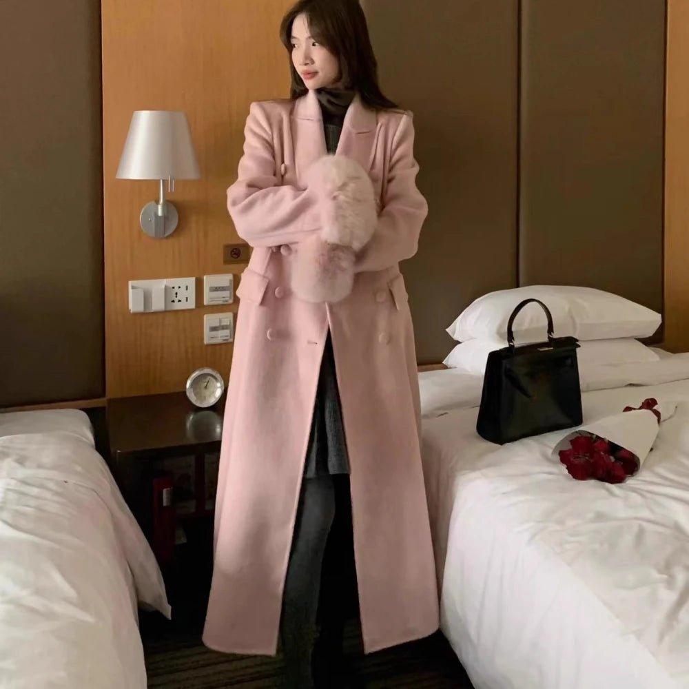 Veyla – Cappotto in Lana Double Face Donna con Collo in Pelliccia – Caldo e Fo - Veyla