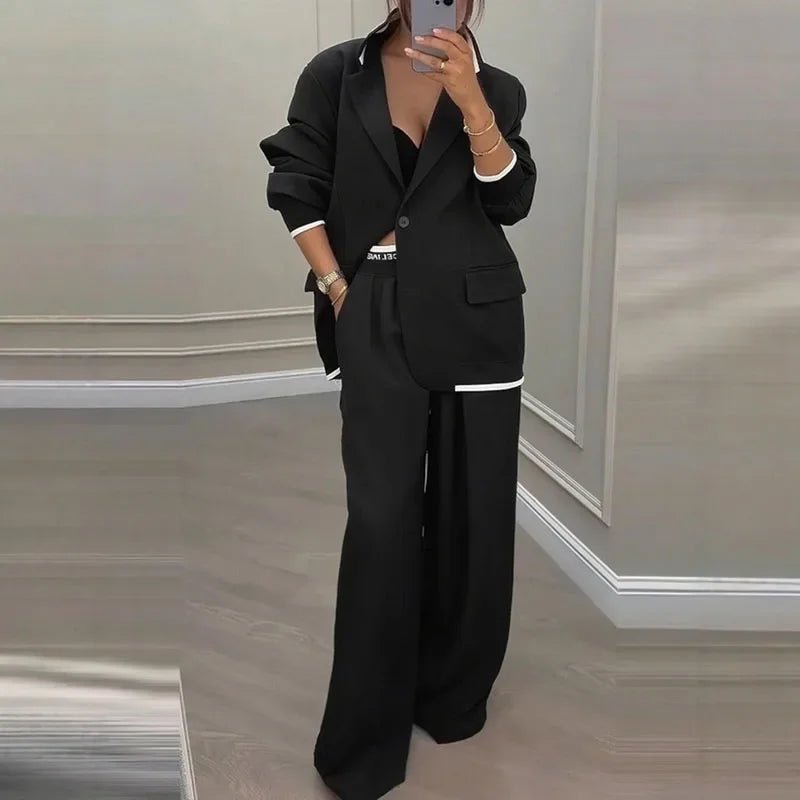 Veyla – Completo da donna casual Set autunno colletto rovesciato giacca c - Veyla
