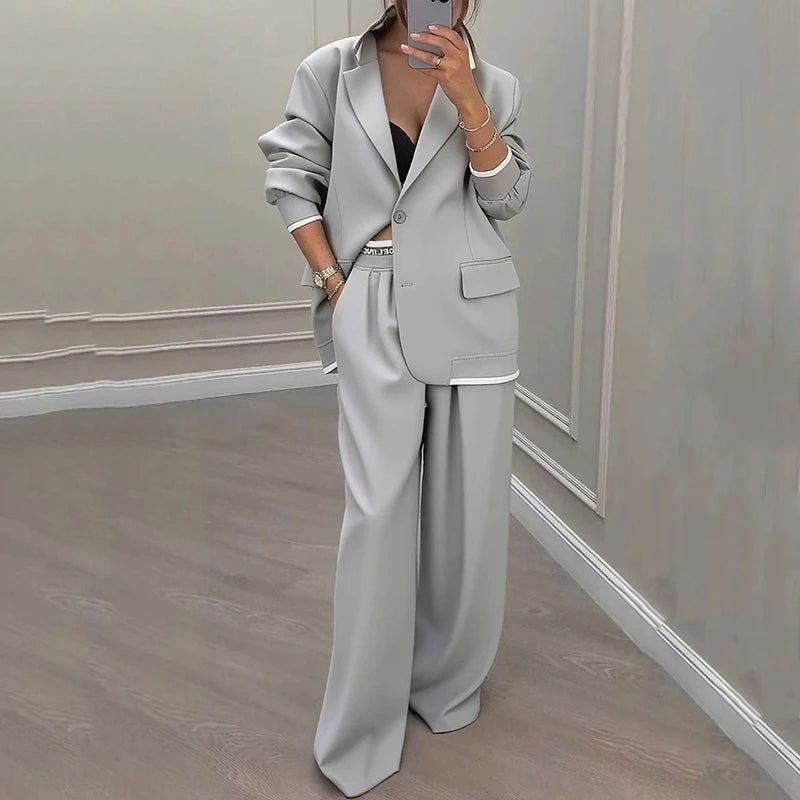 Veyla – Completo da donna casual Set autunno colletto rovesciato giacca c - Veyla