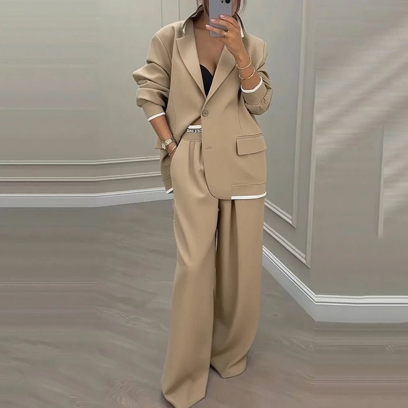 Veyla – Completo da donna casual Set autunno colletto rovesciato giacca c - Veyla