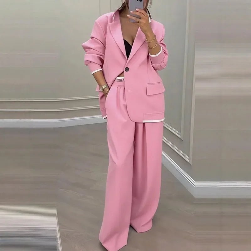 Veyla – Completo da donna casual Set autunno colletto rovesciato giacca c - Veyla
