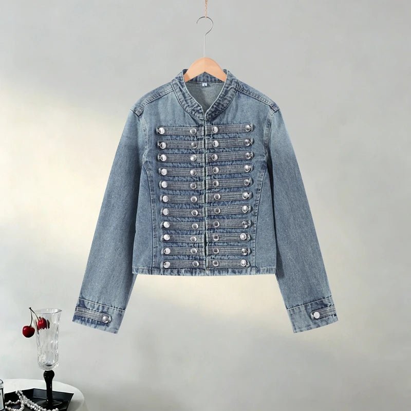 Veyla – Completo da donna in denim con rivetti alla moda, giacca slim a manich - Veyla