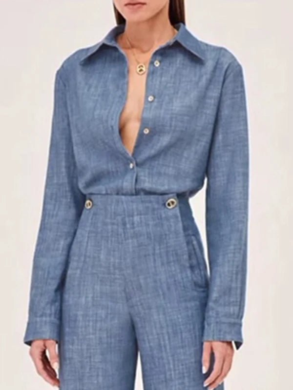 Veyla – Kristarsgirl Autunno 2025 Semplice Urban 2 pezzi Set per donna Camicie - Veyla