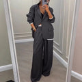 Veyla – Set Due Pezzi Donna – Giacca e Pantaloni a Gamba Larga Office Lady - Veyla